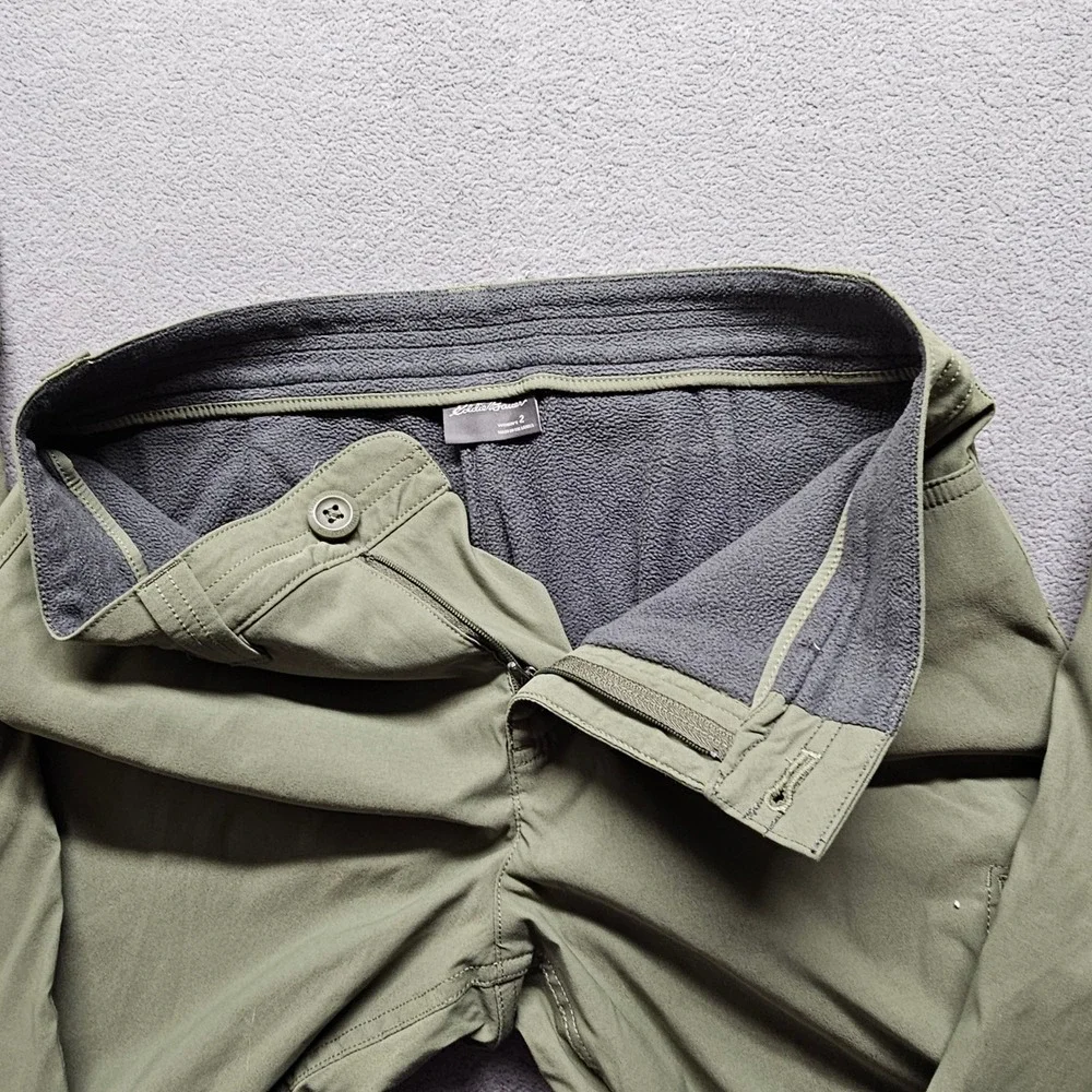 Eddie Bauer First Ascent Guide Pants Womens 2 Olive Green Fleece Lined Hiking